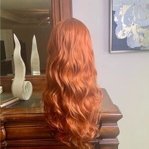Auburn Wavy Hair Wig Synthetic lace front
